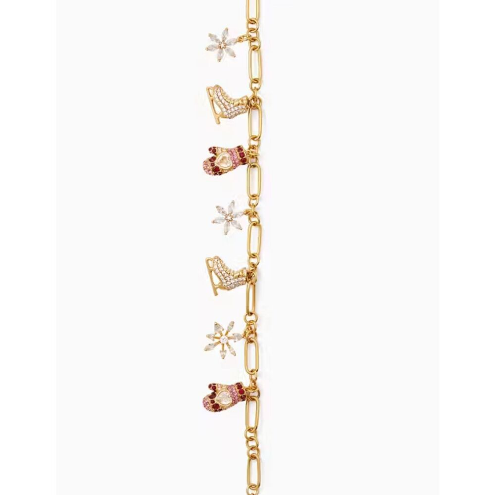 Kate Spade NWT Winter charm bracelet - Ice Skate, Snowflake, Mitten - Picture 4 of 9